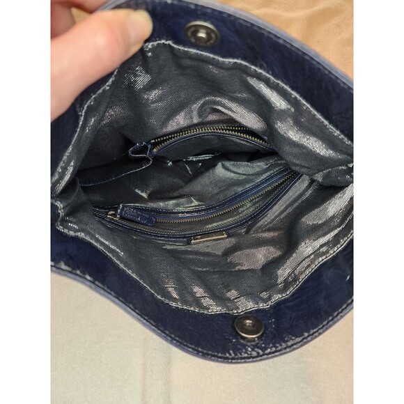 Nicole Miller Real Patent Leather Envelope Fold Over Clutch Deep Purple Purse - Picture 5 of 10